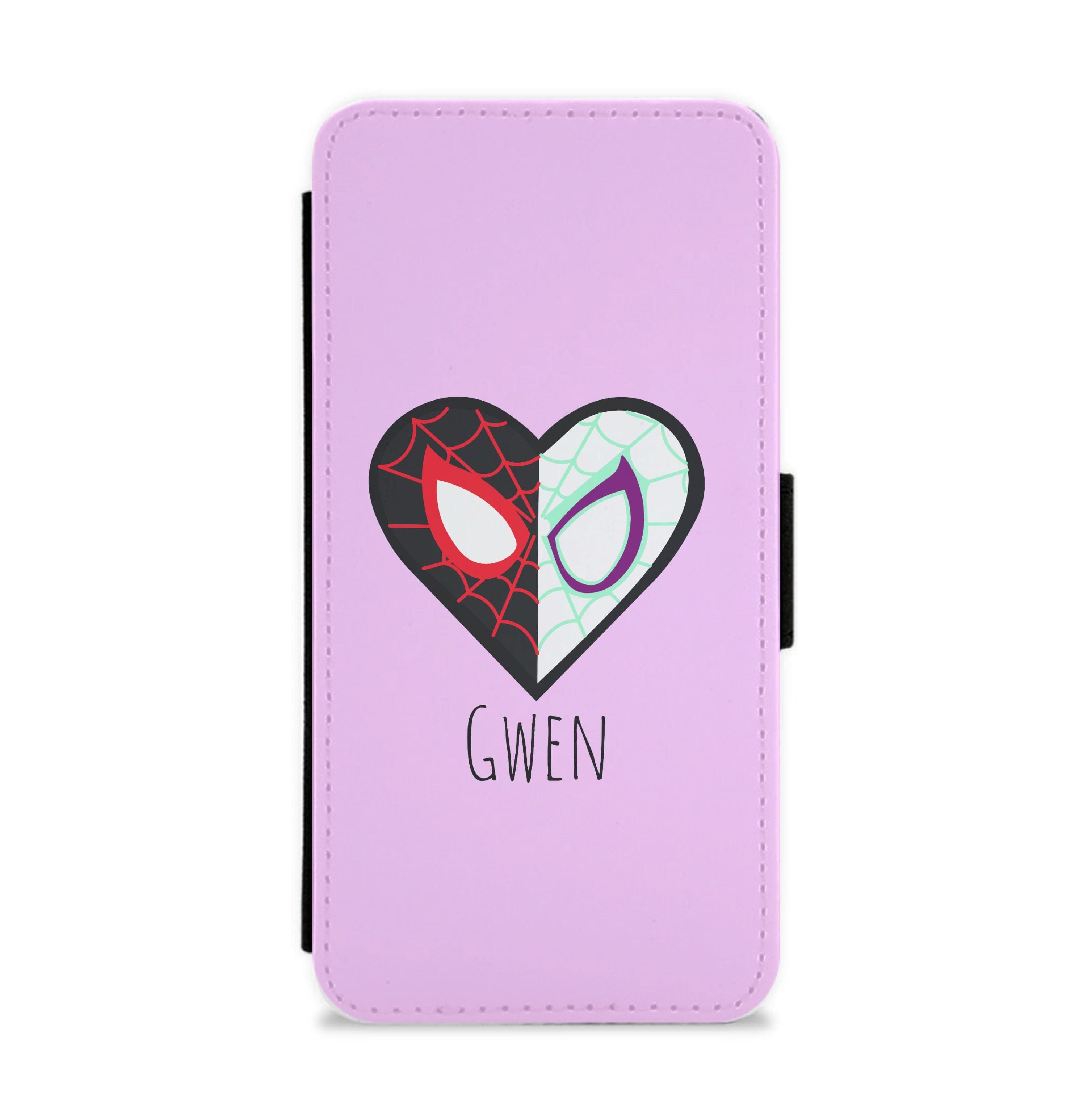 Gwen And SpiderMan - Personalised Superhero Comic Flip / Wallet Phone Case