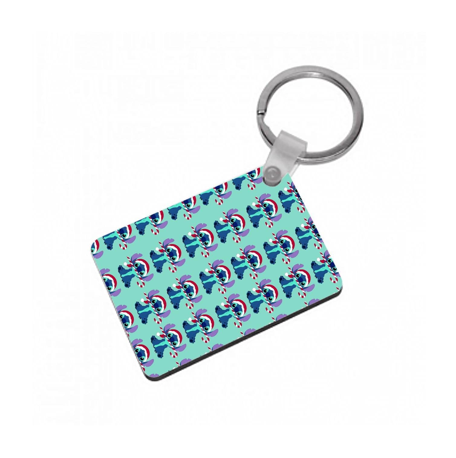 Christmas Blue Alien Pattern Keyring