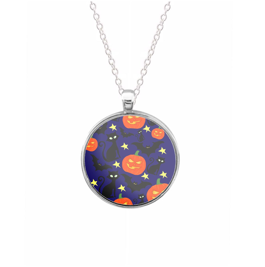 Pumpkin And Cats - Halloween Necklace
