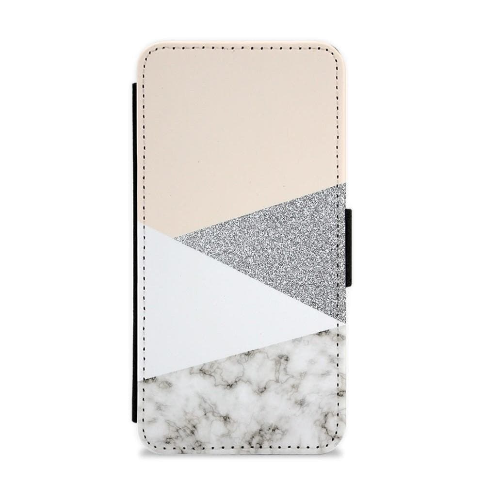 Abstract Marble and Silver Pattern Flip / Wallet Phone Case - Fun Cases