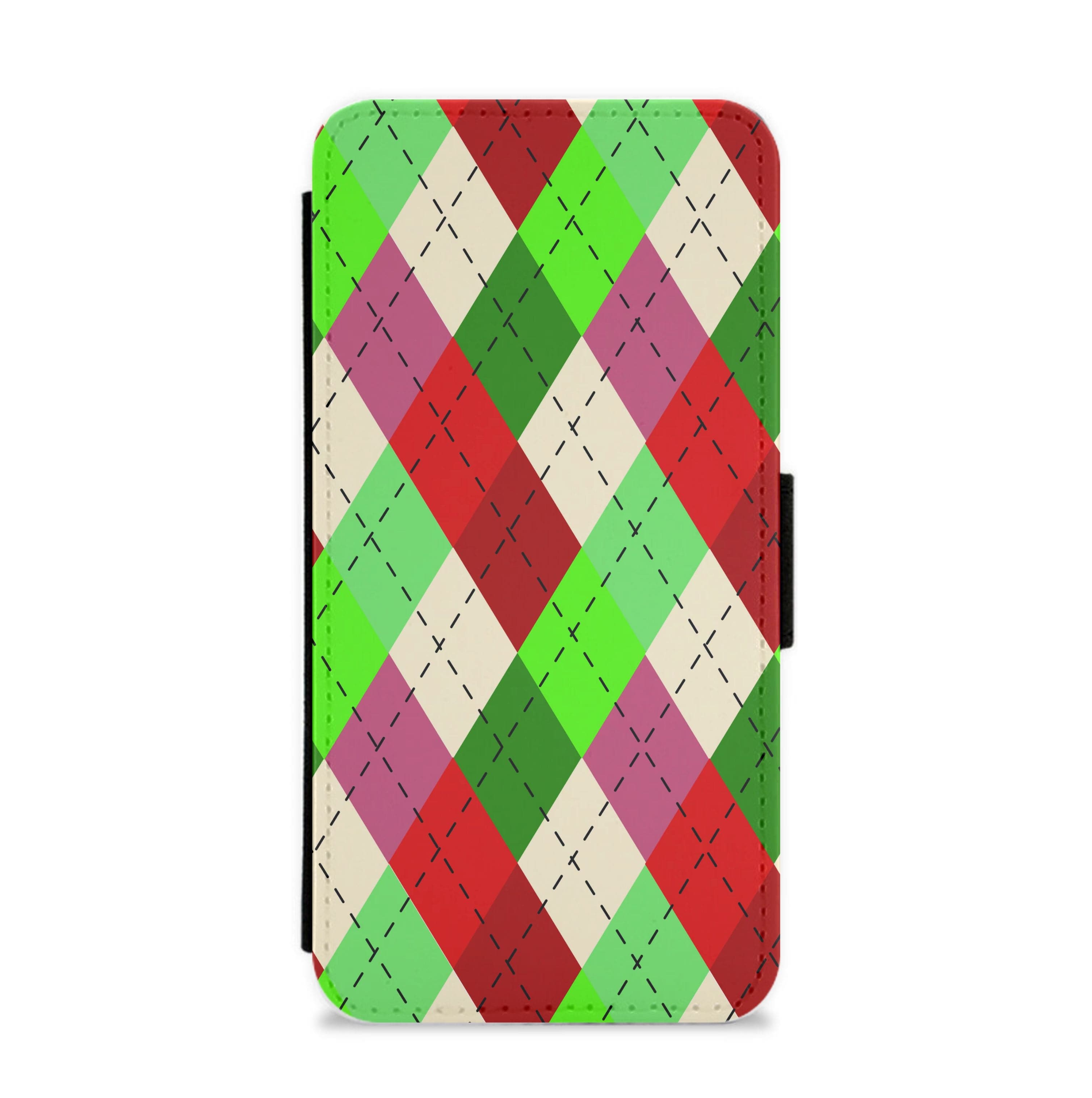 Red And Green - Christmas Patterns Flip / Wallet Phone Case