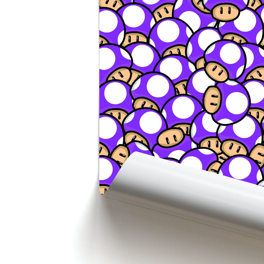 Mushroom Pattern - Purple Poster