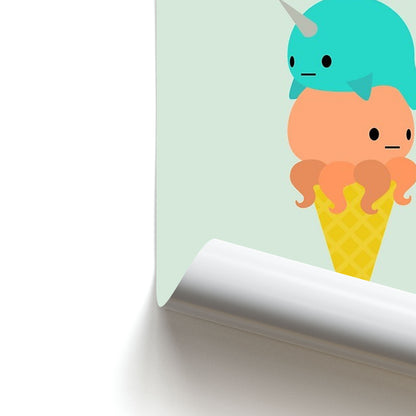 Narwhal Octopus Ice Cream Poster