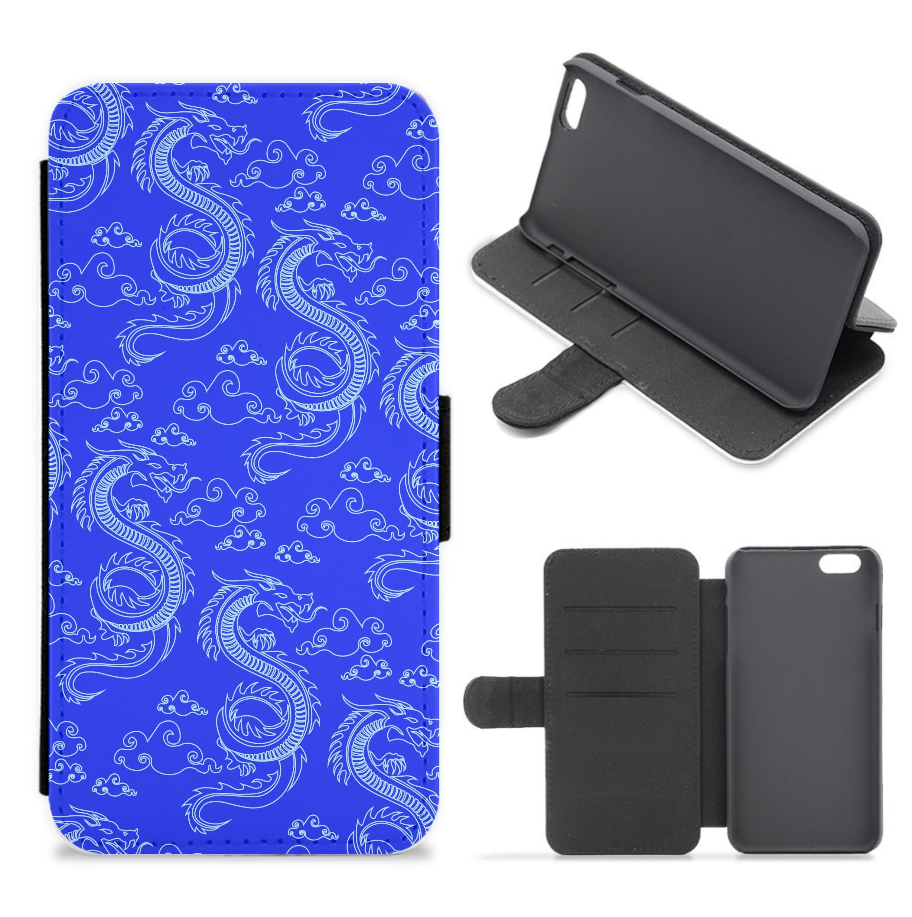 Blue Dragon Pattern Flip / Wallet Phone Case