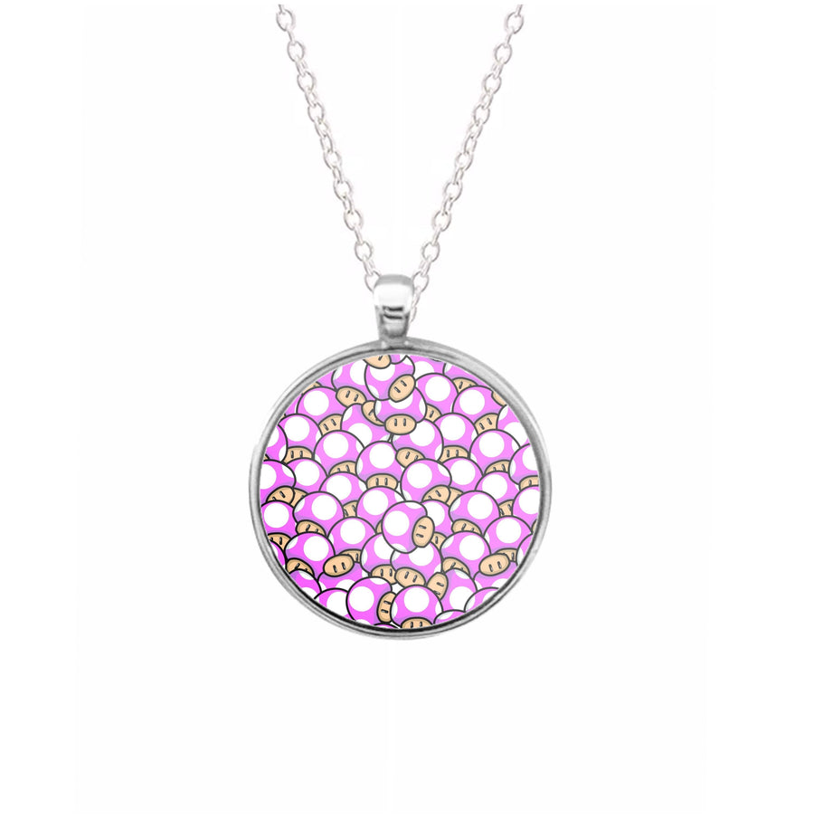 Mushroom Pattern - Pink Necklace