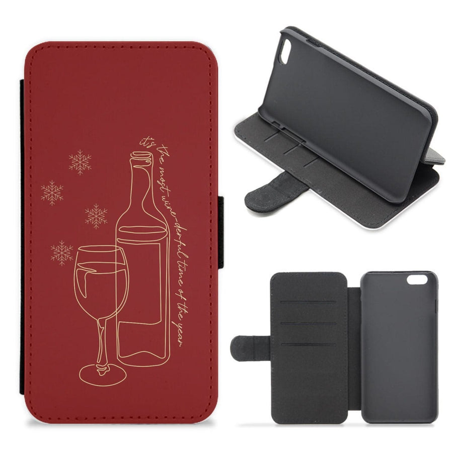 The Most Wine-derful Time - Christmas Puns Flip / Wallet Phone Case