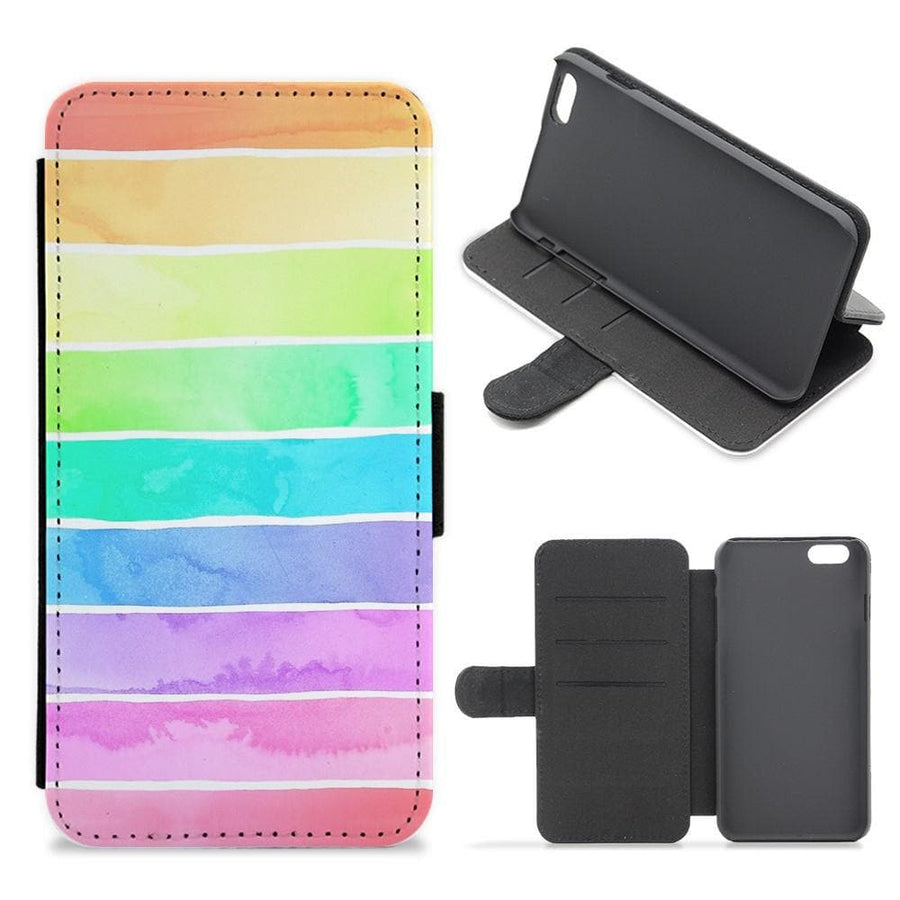 Summer Rainbow Stripes Flip Wallet Phone Case - Fun Cases