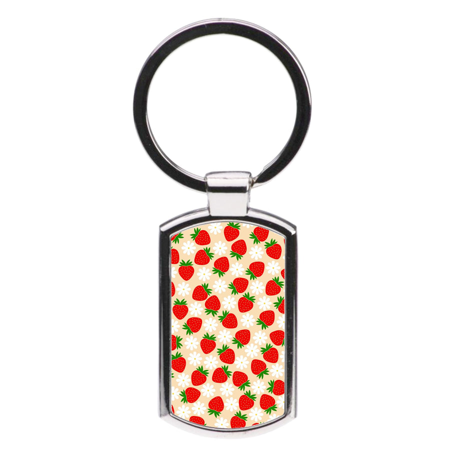 Strawberries and Flowers - Spring Patterns Luxury Keyring