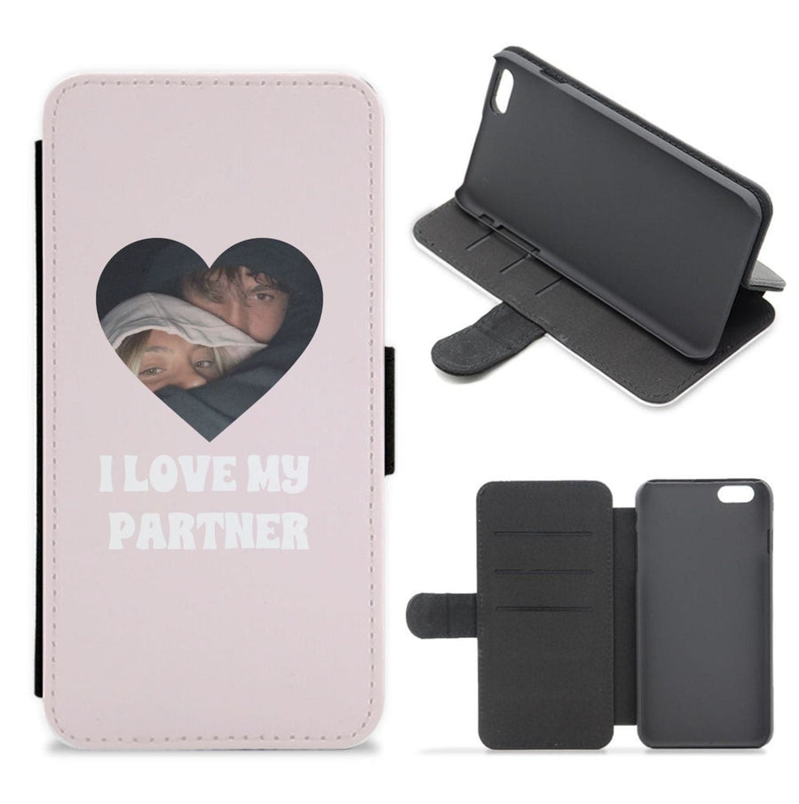 I Love My Partner - Personalised Couples Flip / Wallet Phone Case