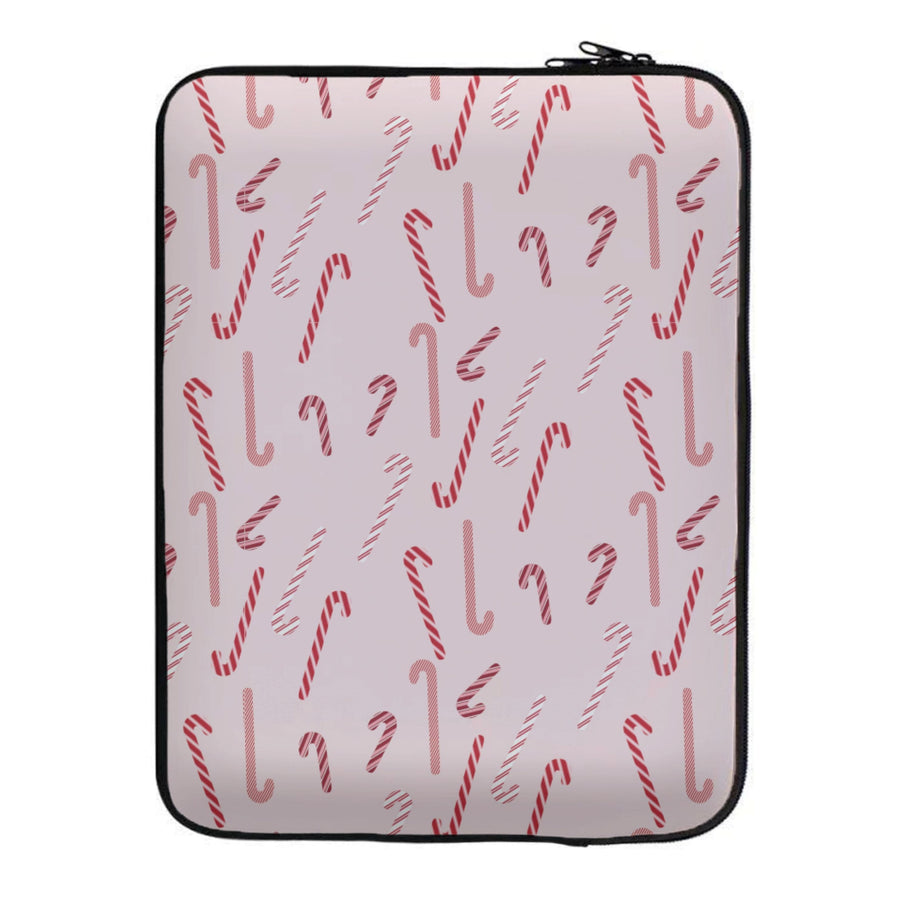 Pink Candycane Christmas Pattern Laptop Sleeve