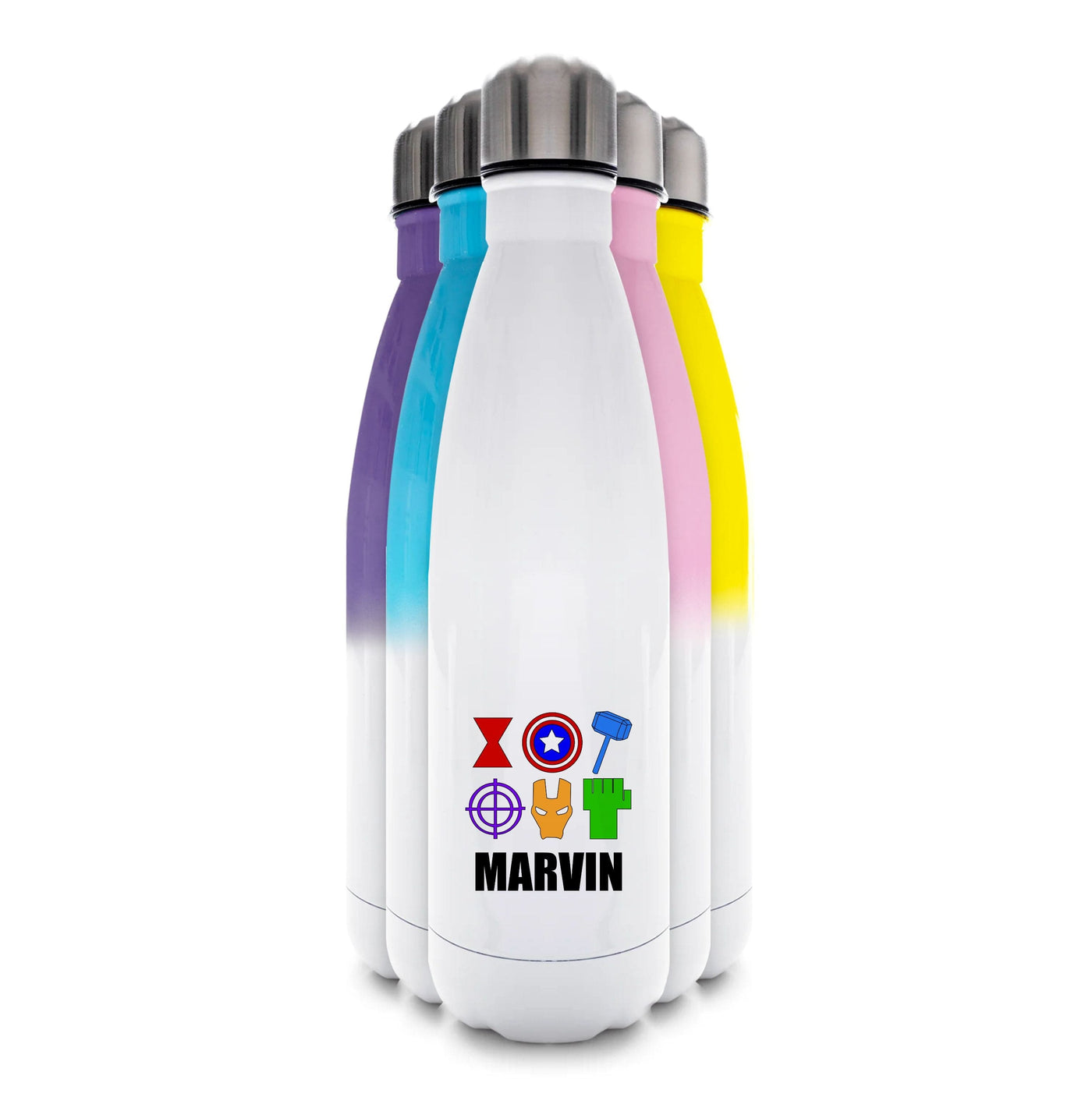 Icon Pattern - Personalised Marvel Water Bottle