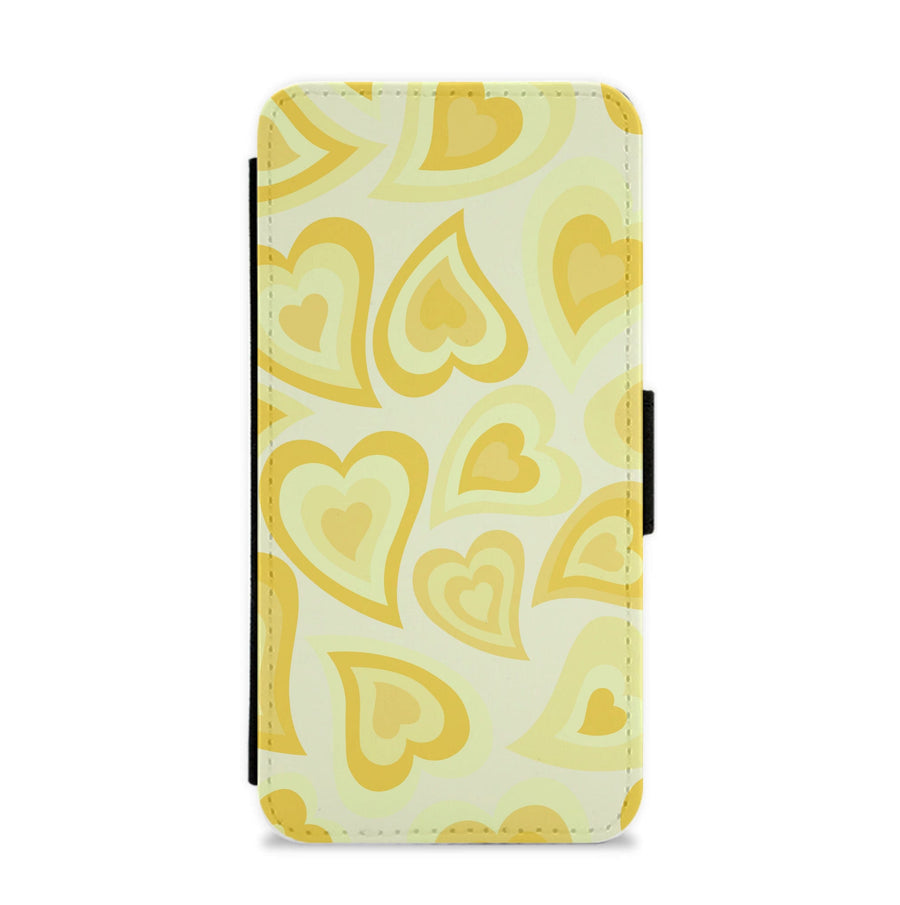 Yellow Hearts - Trippy Patterns Flip / Wallet Phone Case