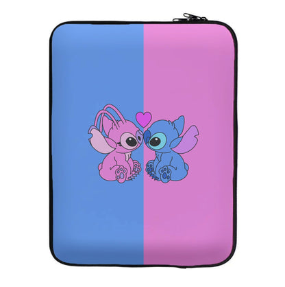 Angel And Blue Alien - Pink Alien Laptop Sleeve