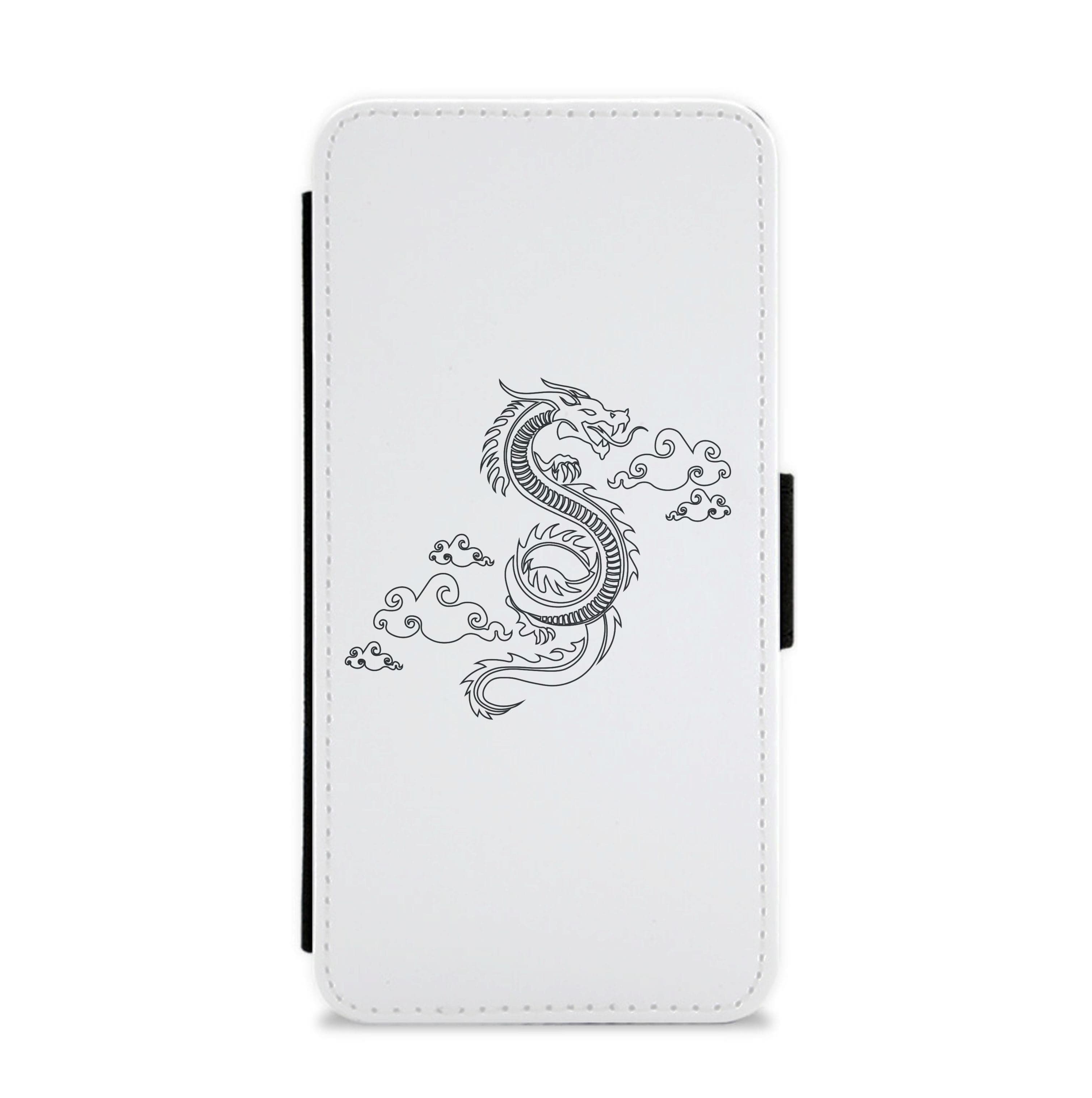 Black - Dragon Patterns Flip / Wallet Phone Case