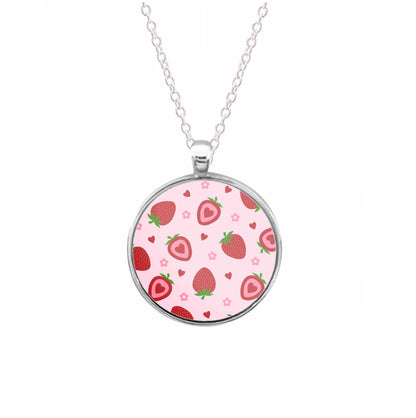 Strawberries And Hearts - Fruit Patterns Necklace