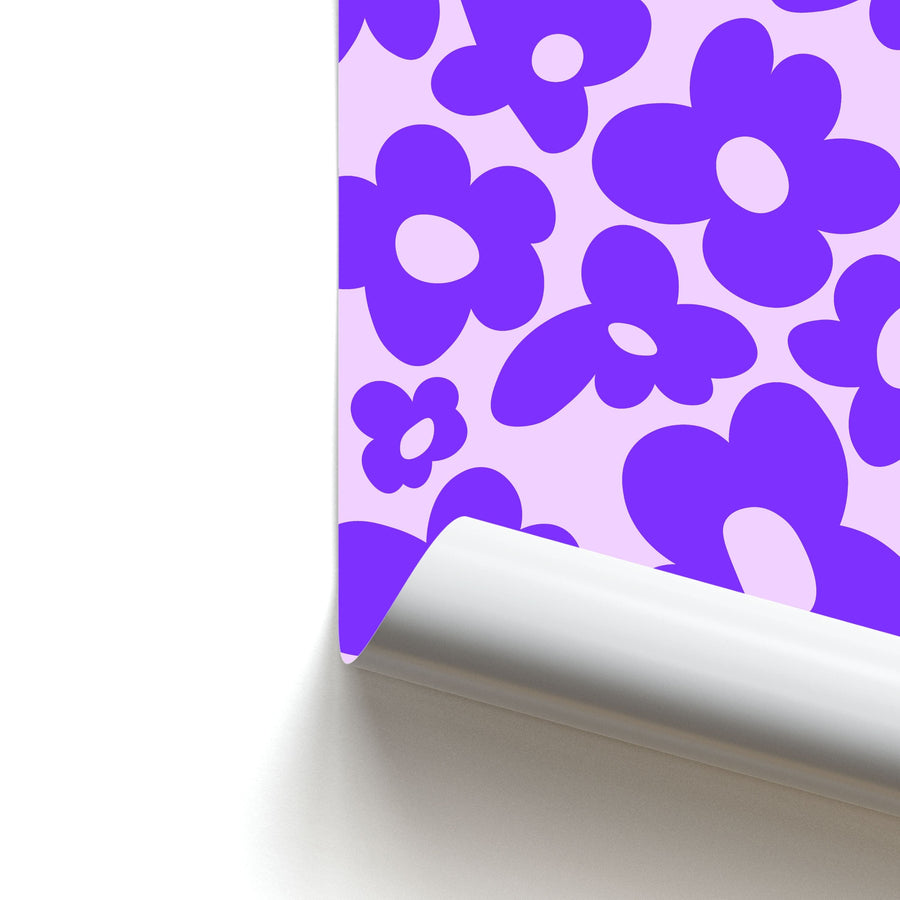 Purple Flowers - Trippy Patterns Poster