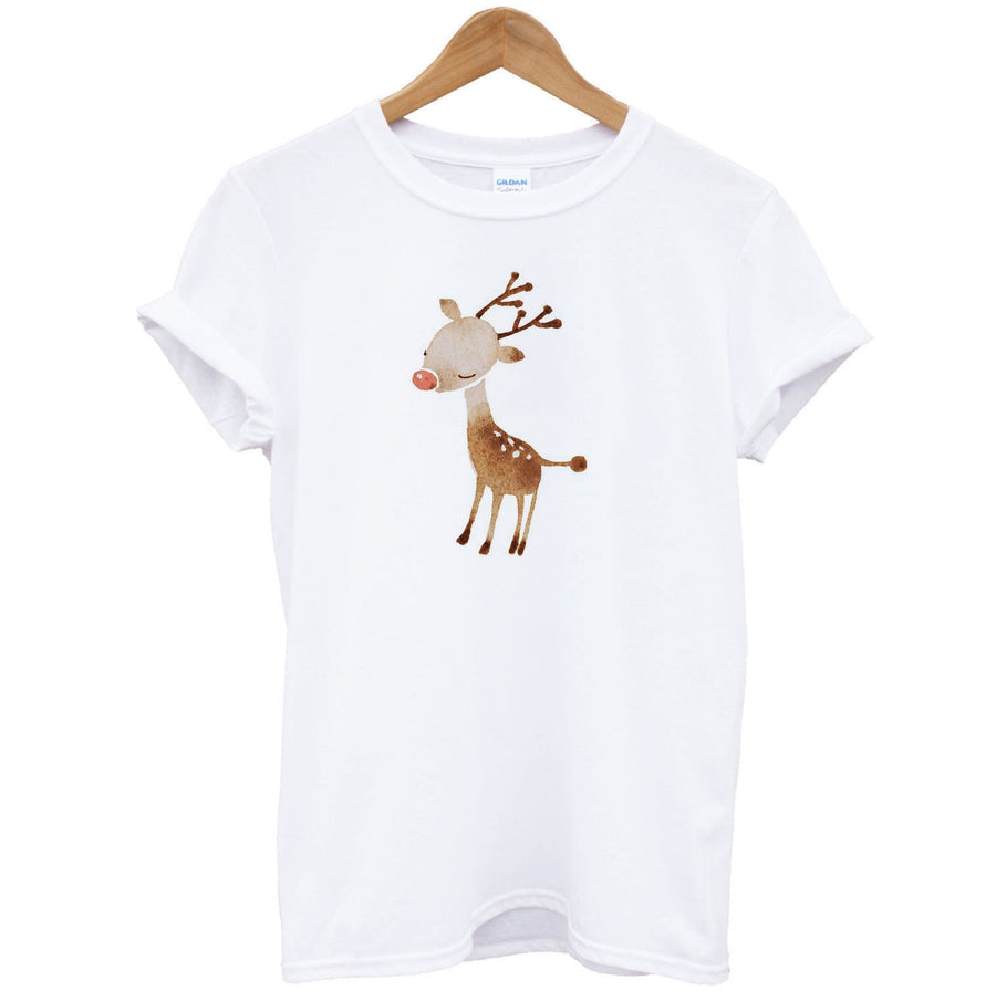 Watercolour Rudolph The Reindeer T-Shirt