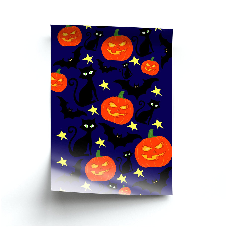 Pumpkin And Cats - Halloween Poster