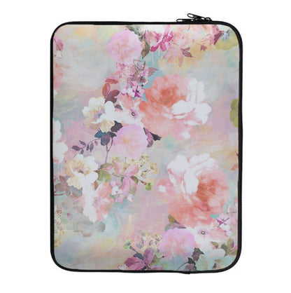 Pastel Pink Floral Pattern Laptop Sleeve