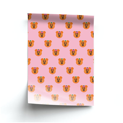 Female Mouse Pumpkin Pattern Halloween Poster