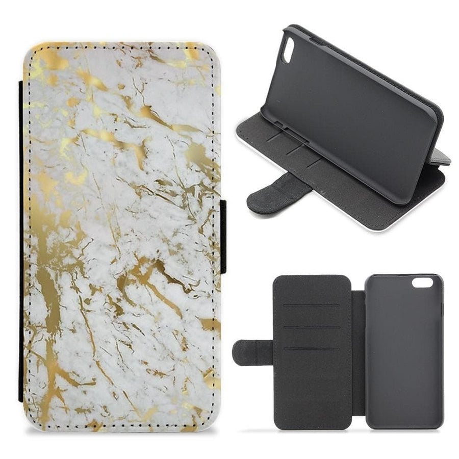 Gold Marble Splatter Flip / Wallet Phone Case - Fun Cases