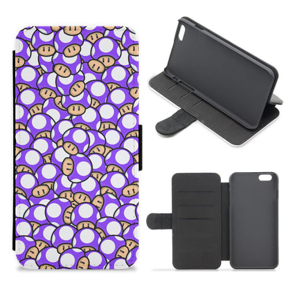 Mushroom Pattern - Purple Flip / Wallet Phone Case