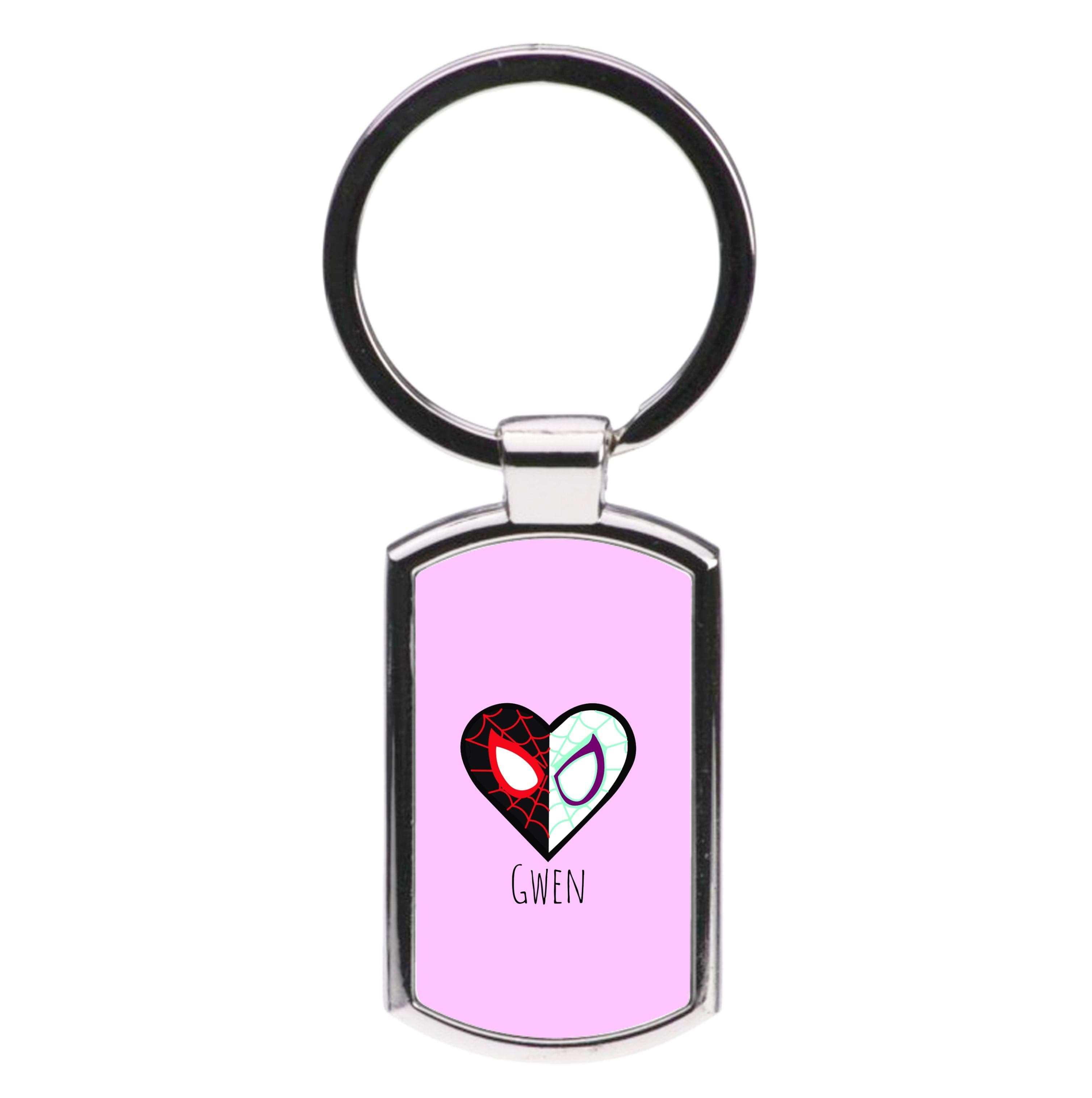 Gwen And SpiderMan - Personalised Superhero Comic Luxury Keyring