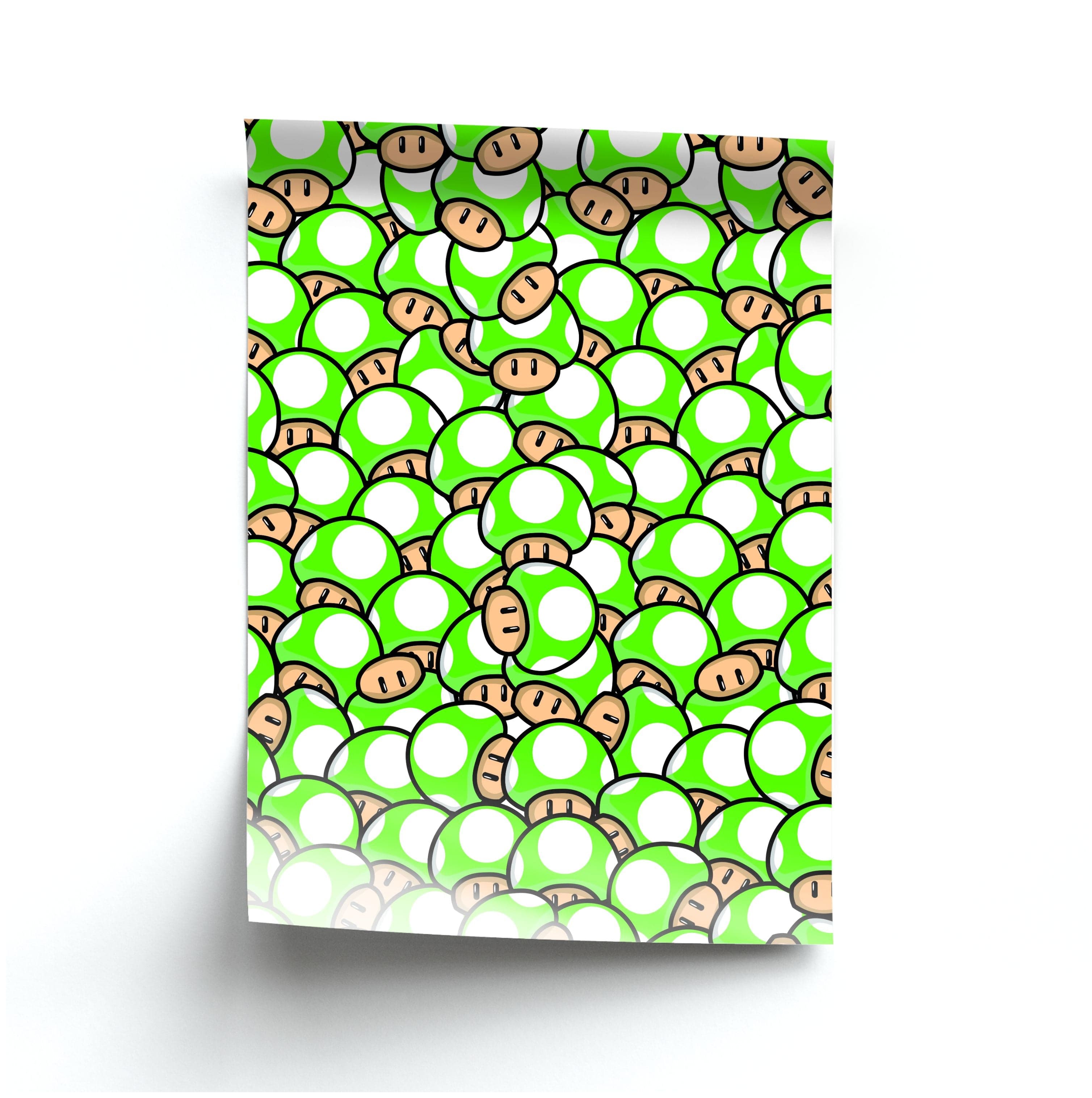 Mushroom Pattern - Green Poster