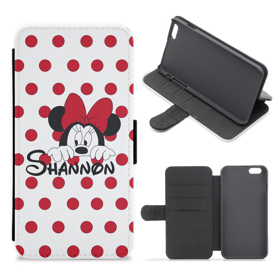 Minnie Mouse - Personalised Disney  Flip / Wallet Phone Case