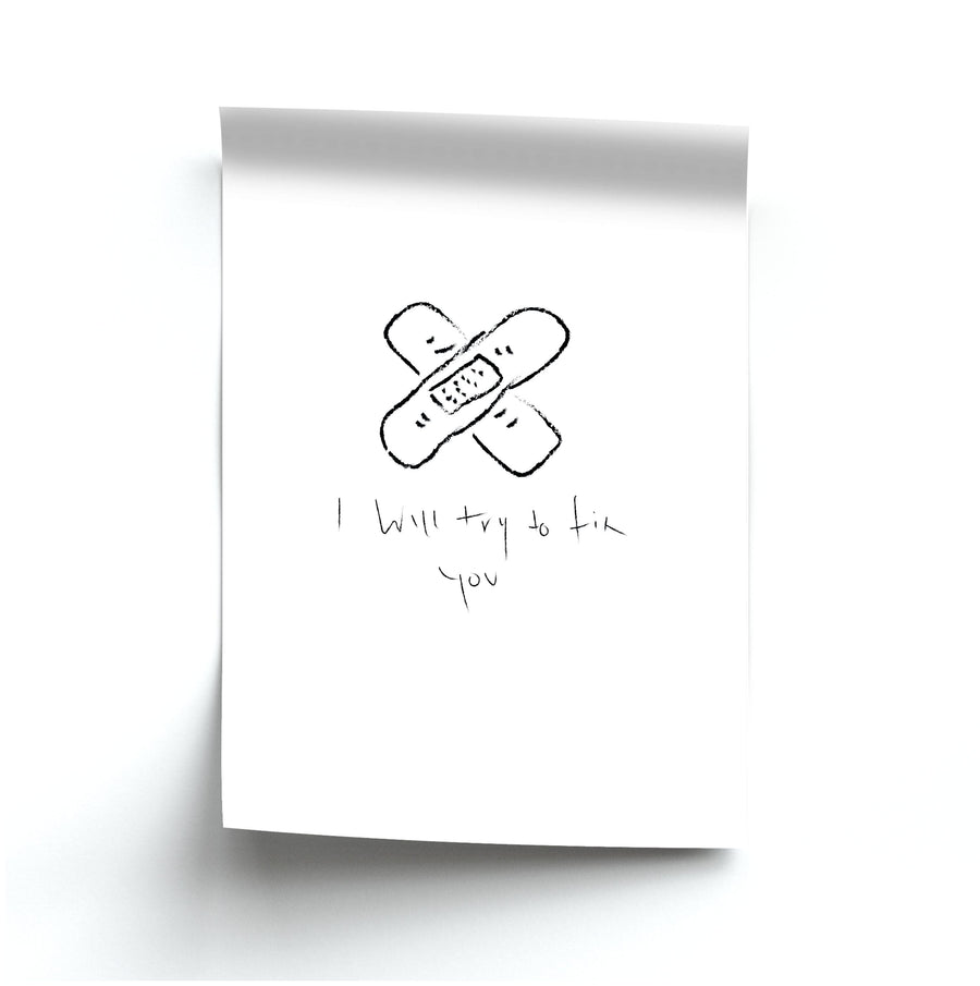 I Will Try To Fix You - White Coldplay Poster