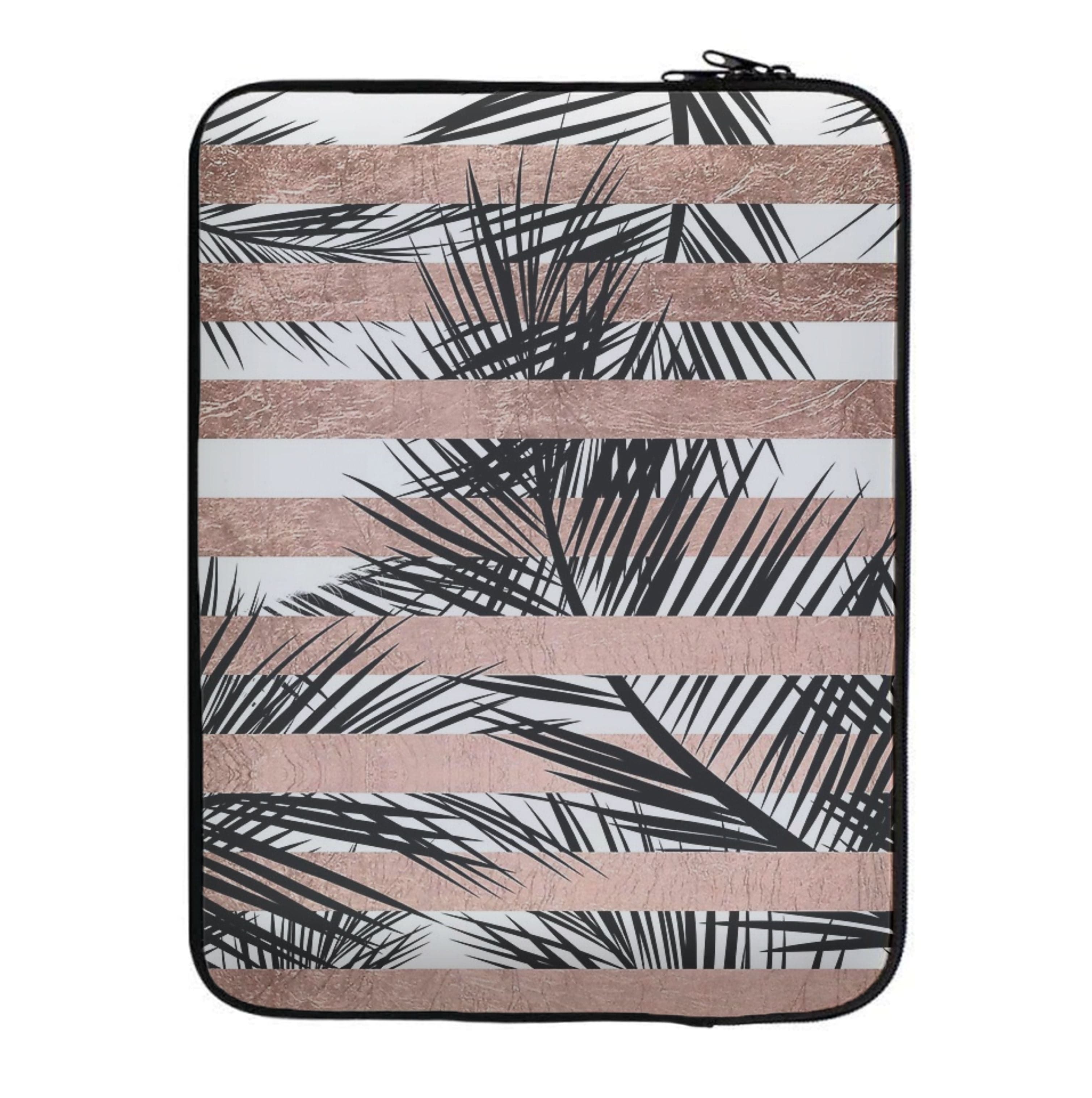 Rose Gold Tropical Palm Leaf Pattern Laptop Sleeve