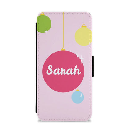 Baubles - Personalised Christmas Flip / Wallet Phone Case