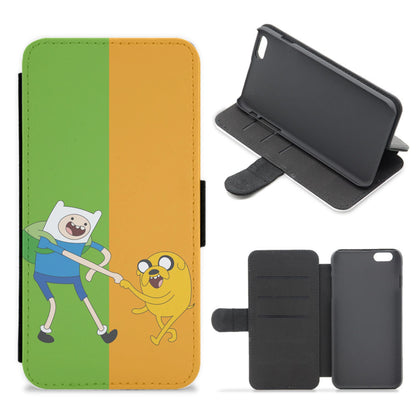 Jake The Dog And Finn The Human Flip / Wallet Phone Case