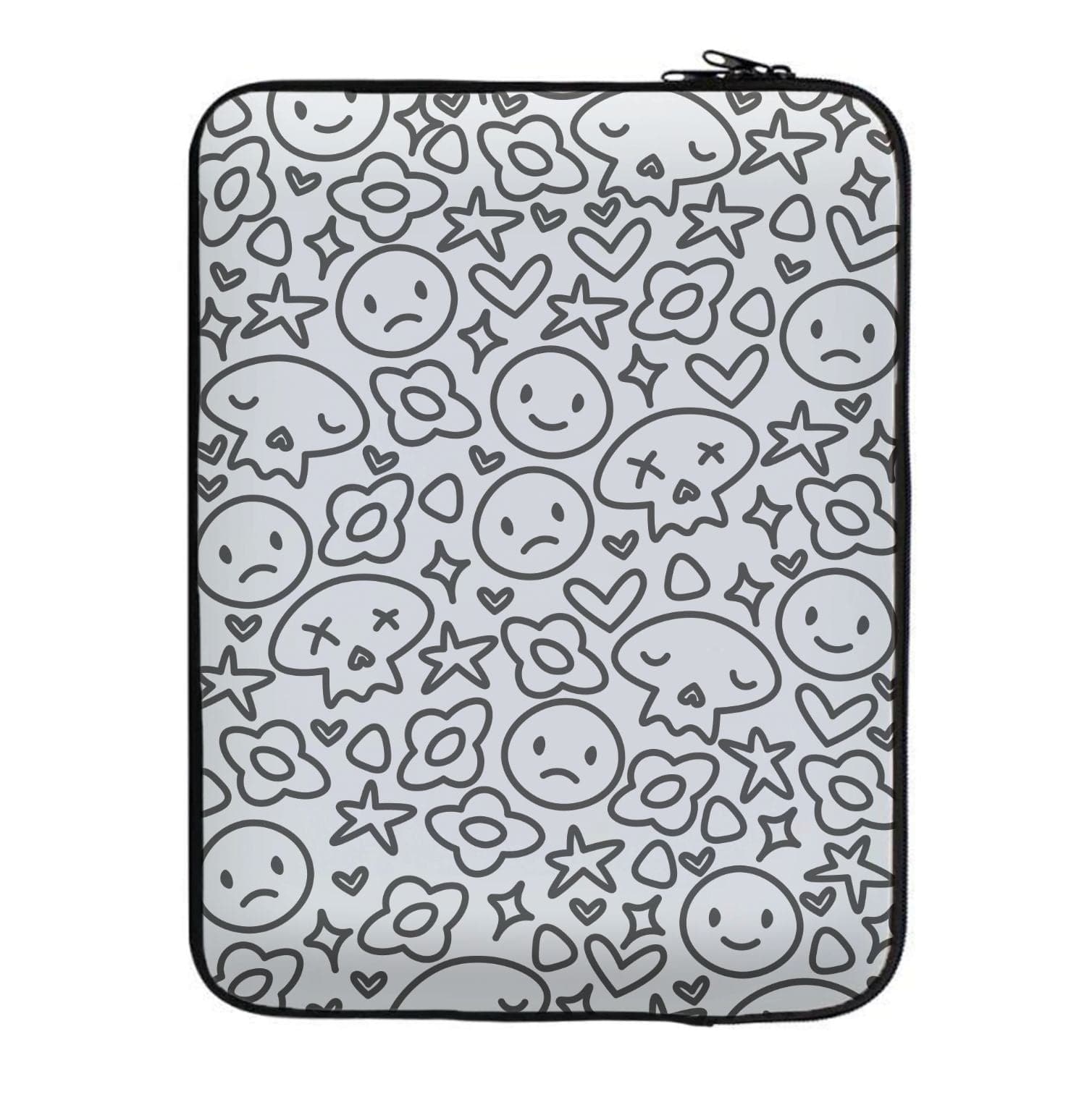 White Skulls - Skate Aesthetic  Laptop Sleeve