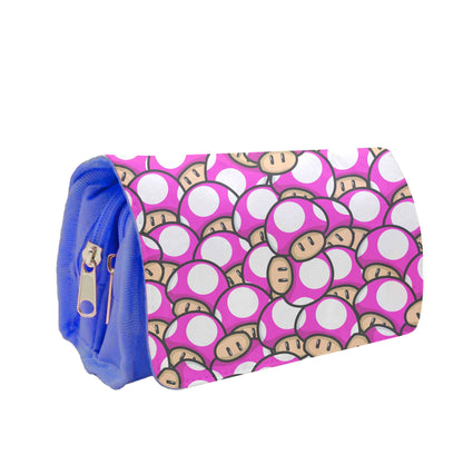 Mushroom Pattern - Dark Pink Pencil Case