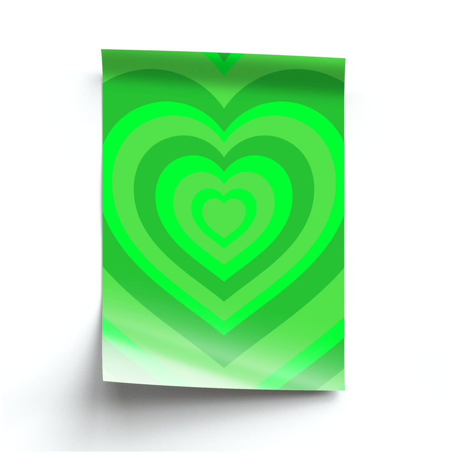 Green - Colourful Hearts Poster