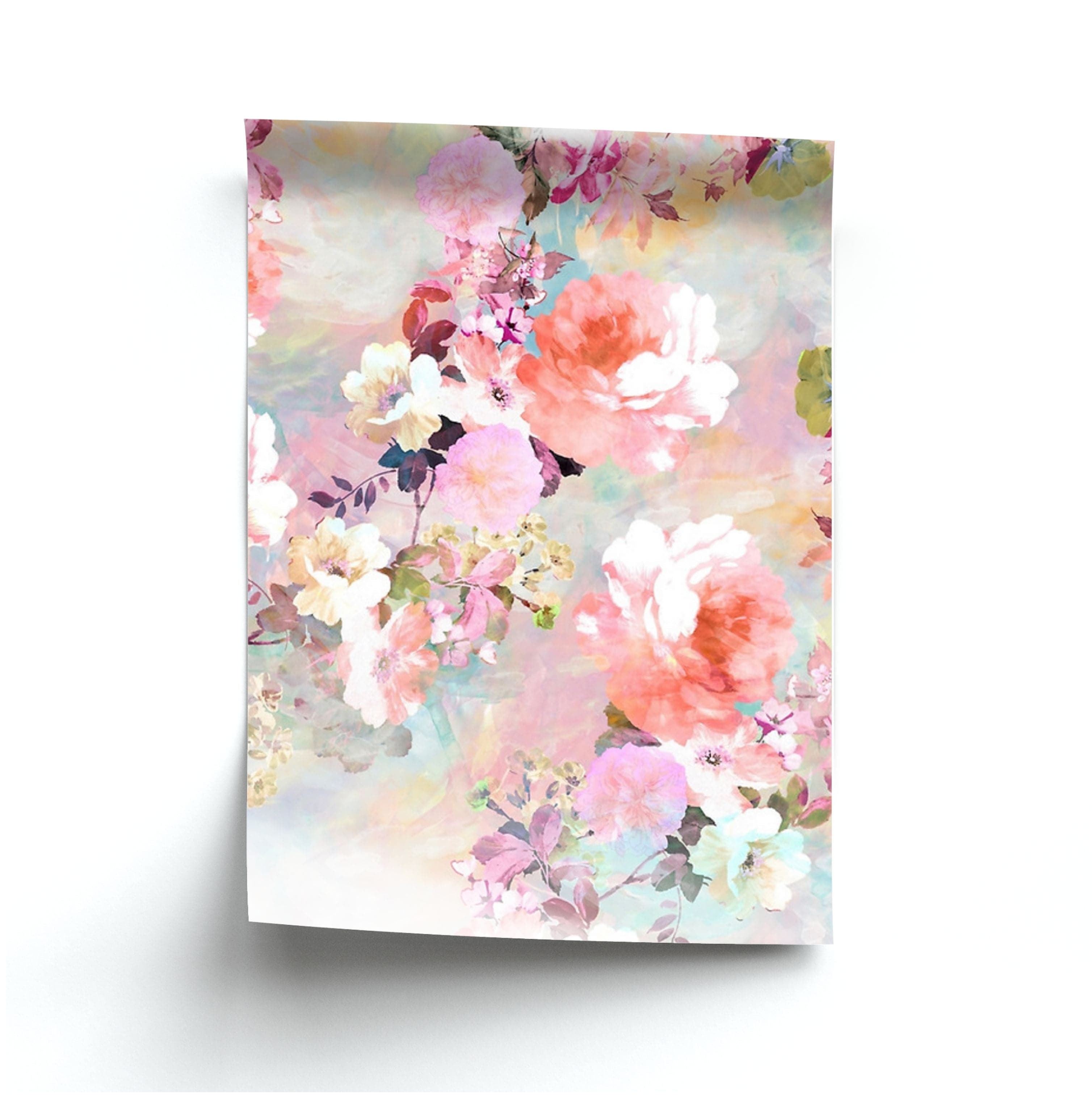 Pastel Pink Floral Pattern Poster