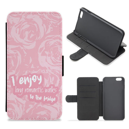 I Enjoy Long Romantic Walks - Funny Quotes Flip / Wallet Phone Case