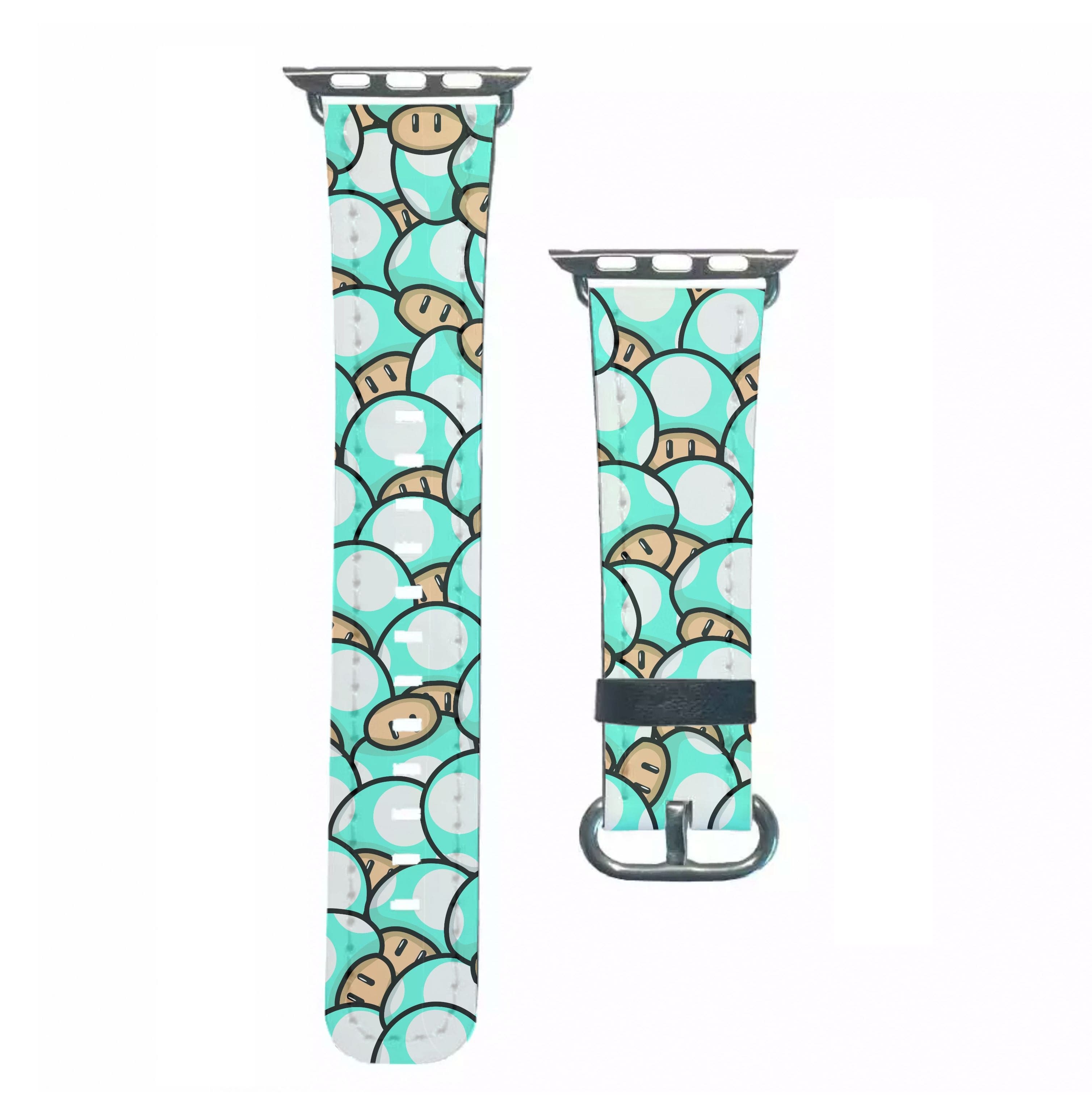 Mushroom Pattern - Light Blue Apple Watch Strap