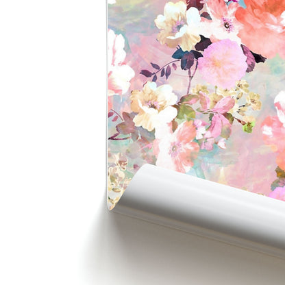 Pastel Pink Floral Pattern Poster