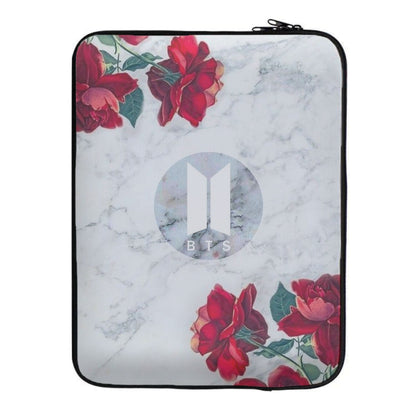 K-Pop Band Logo Marble Roses Laptop Sleeve