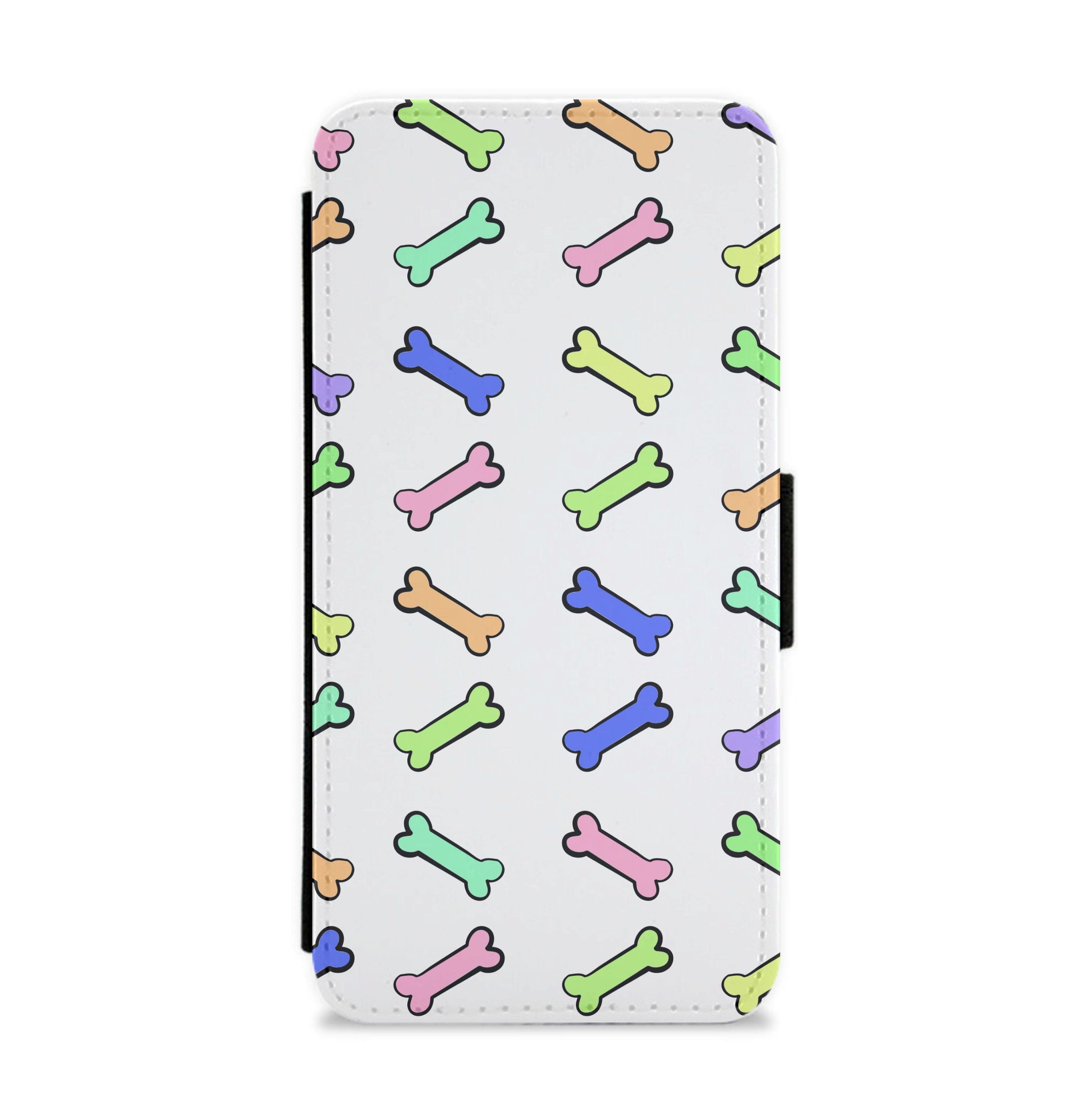 Multi colour bones - Dog Patterns Flip / Wallet Phone Case