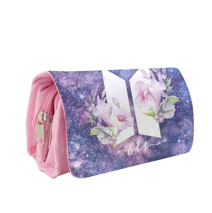 Galaxy Floral K-Pop Band Logo Pencil Case