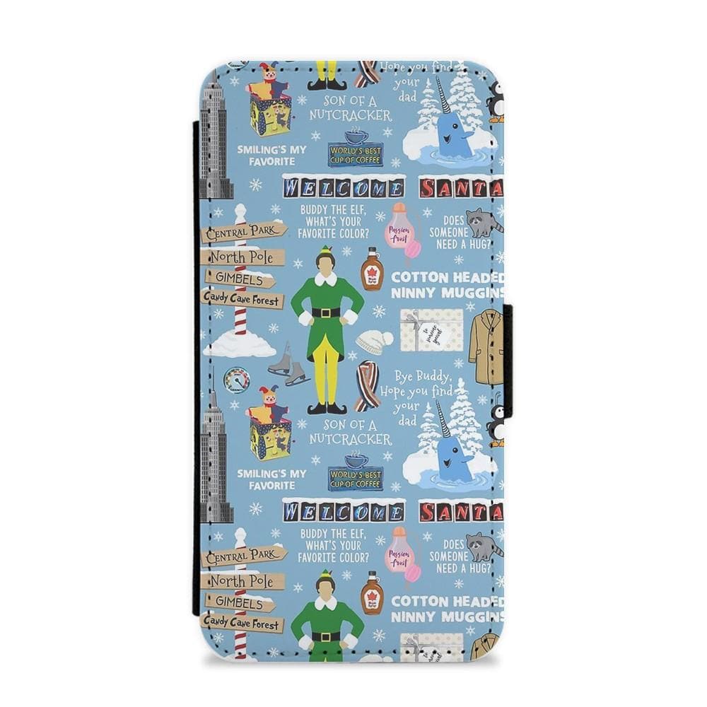 Blue Buddy The Elf Pattern Flip Wallet Phone Case