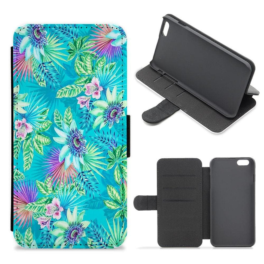 Blue Floral Pattern Flip / Wallet Phone Case - Fun Cases