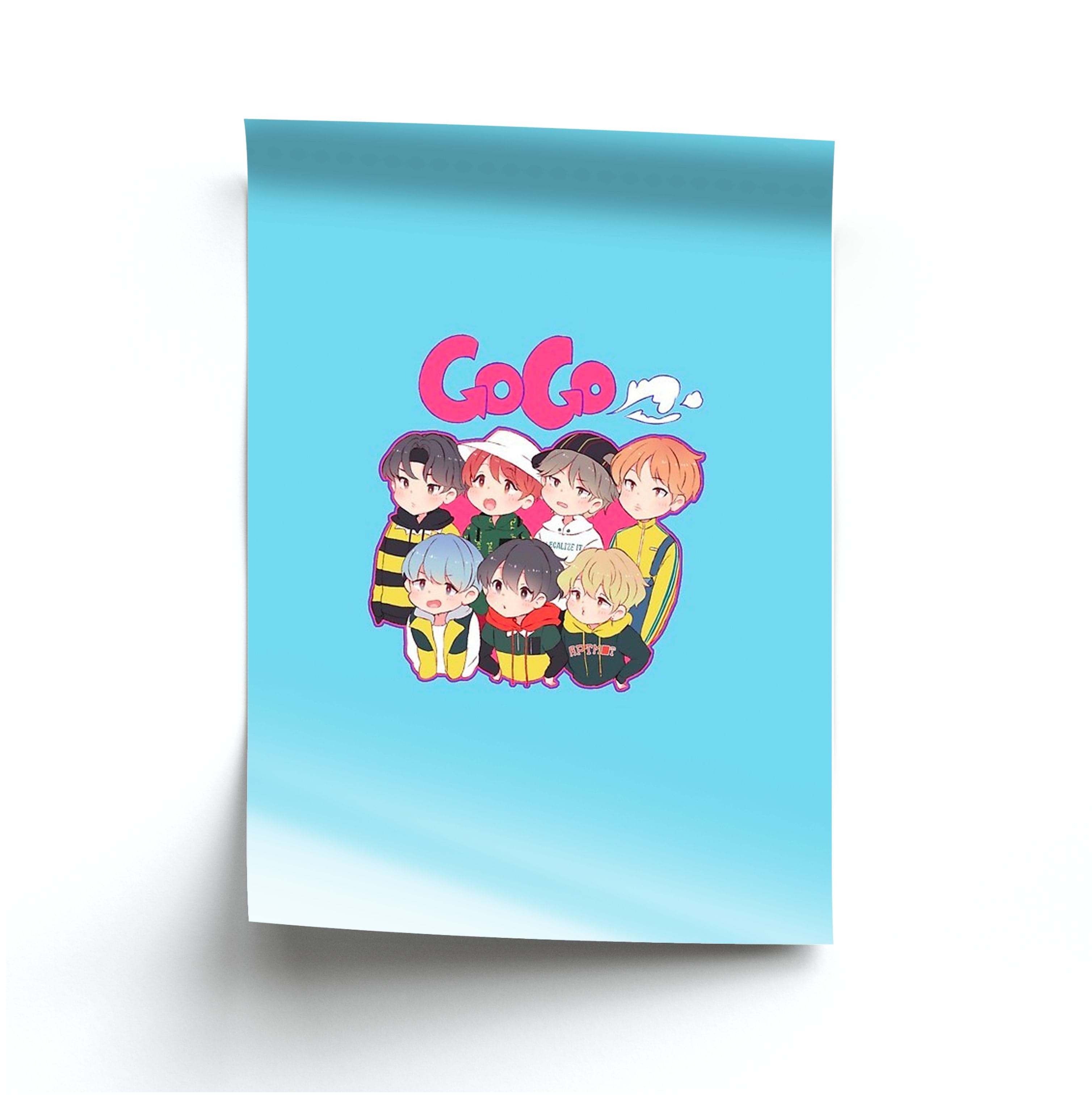 Go Go K-Pop Band Cartoon Poster