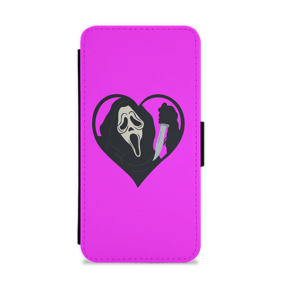 Heart face - Scream Flip / Wallet Phone Case