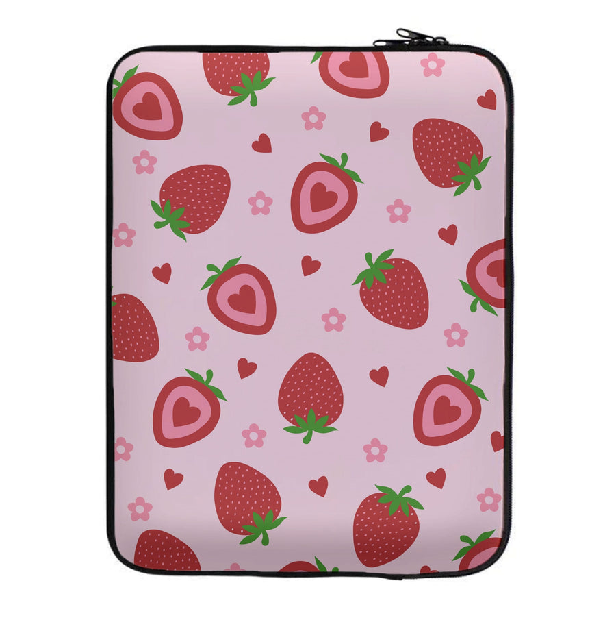 Strawberries And Hearts - Fruit Patterns Laptop Sleeve