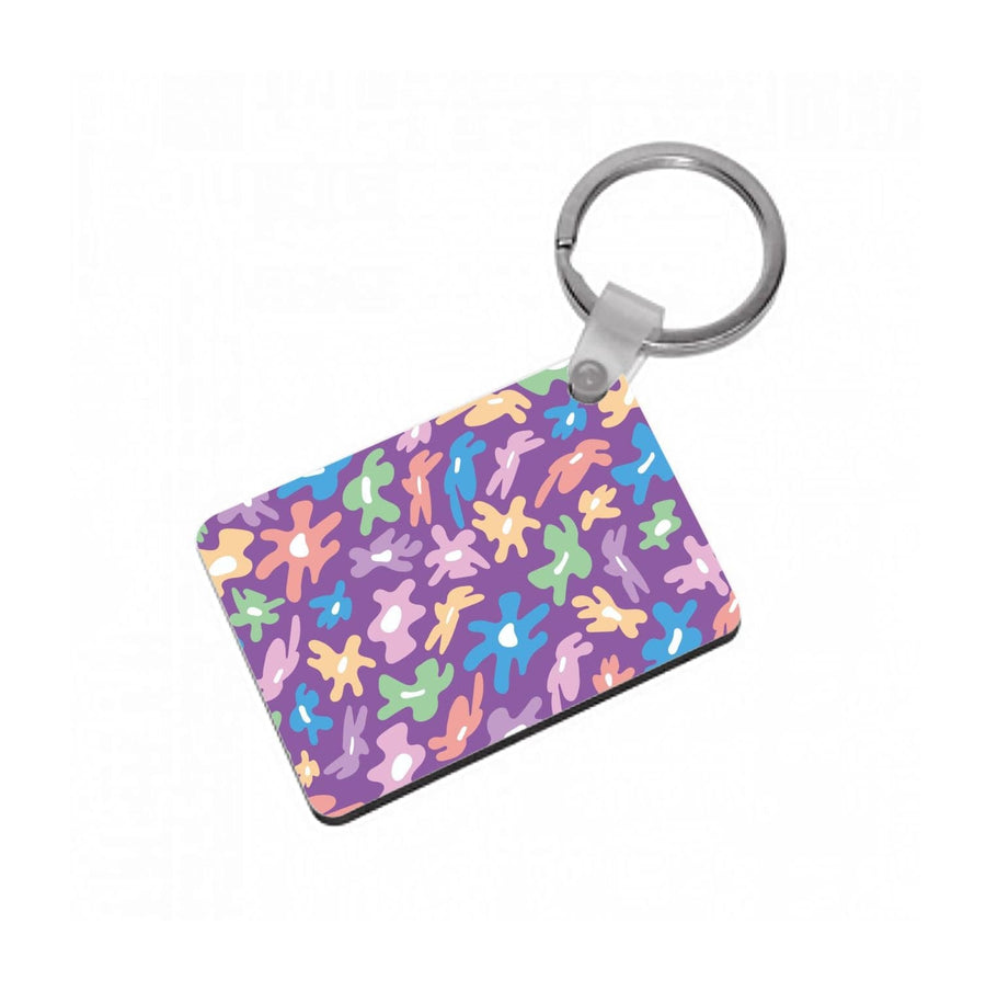 Abstract Flowers- Floral Patterns Keyring