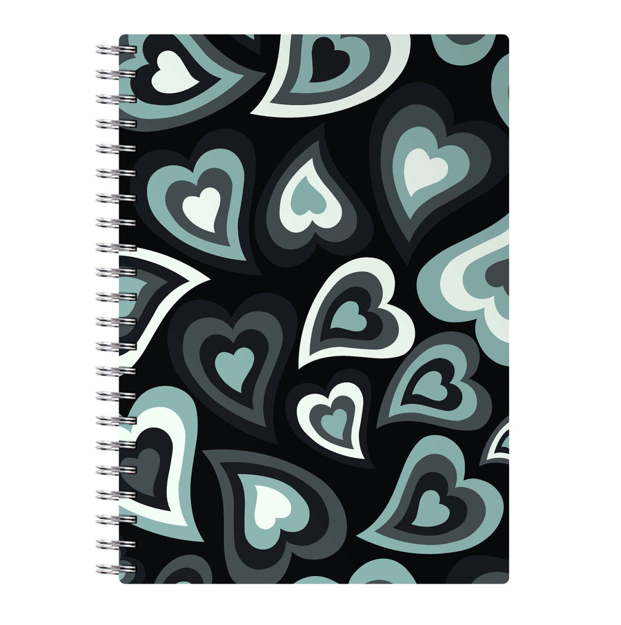 Black Hearts - Trippy Patterns Notebook
